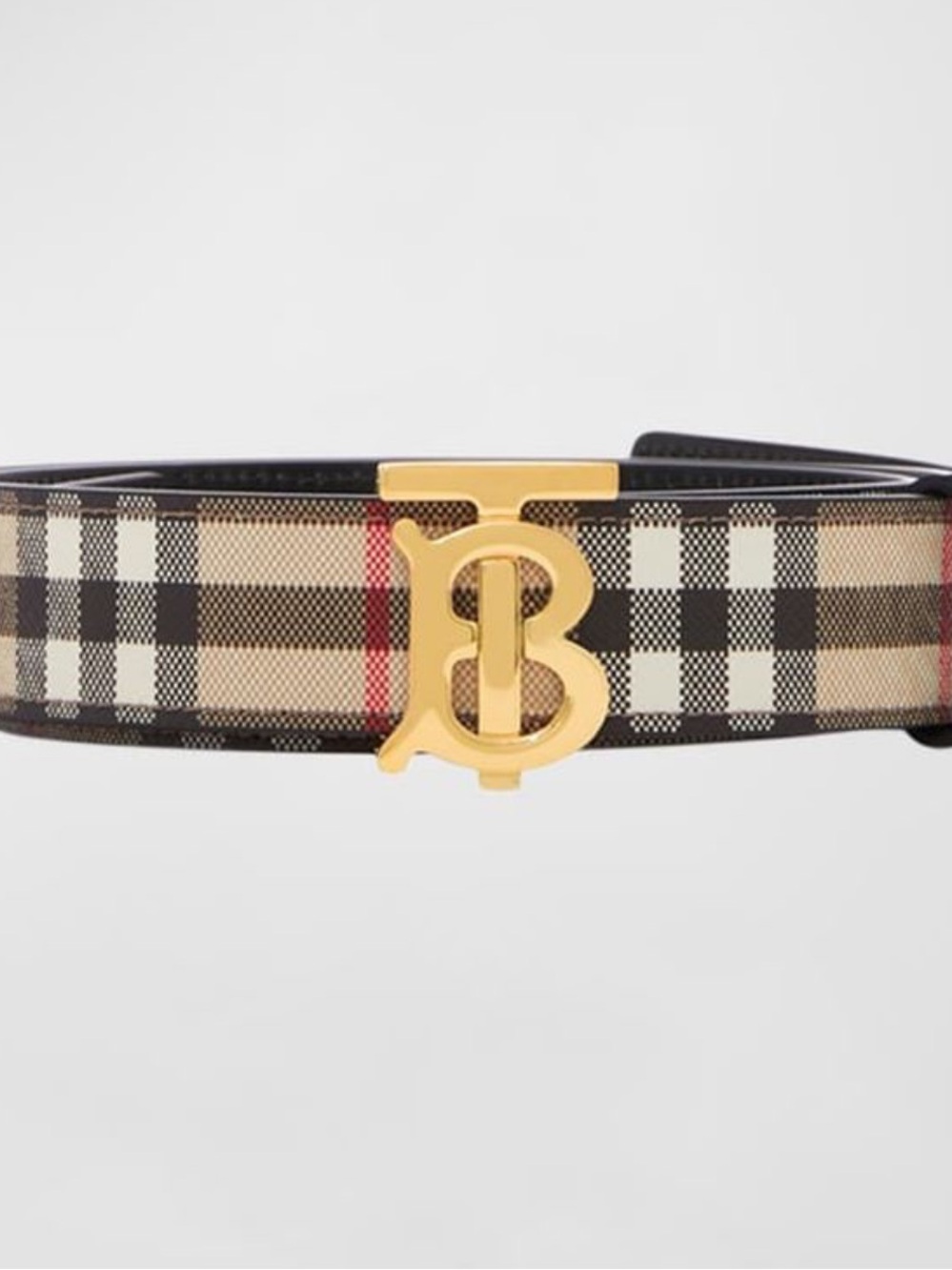 BURBERRY Black Leather Vintage Check Coated Canvas Belt Size S